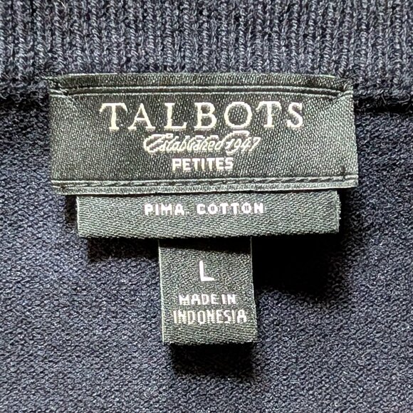 Talbots Petites Crew Neck Cardigan Sweater in Black - Picture 2 of 9